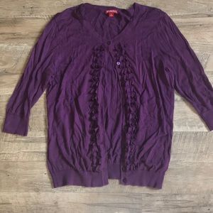 Purple ruffle cardigan
